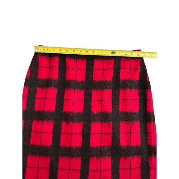 Talbots Pencil Skirt Red & Black Plaid Buffalo Check Window Pane Wool Blend 10 - Picture 6 of 7